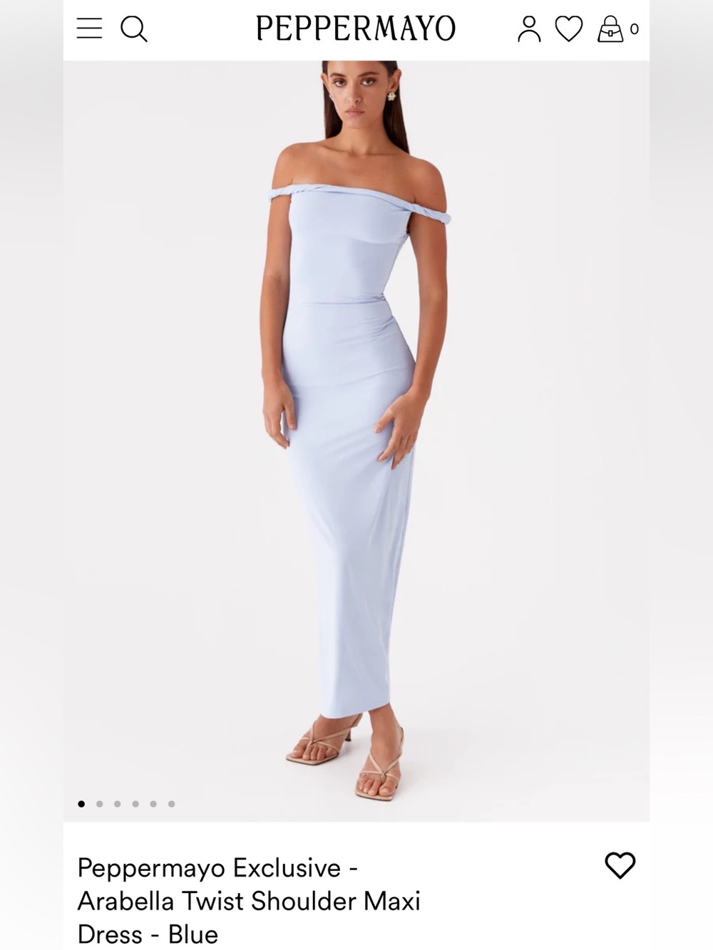 Peppermayo Light Blue One-Shoulder Twist Maxi Dress